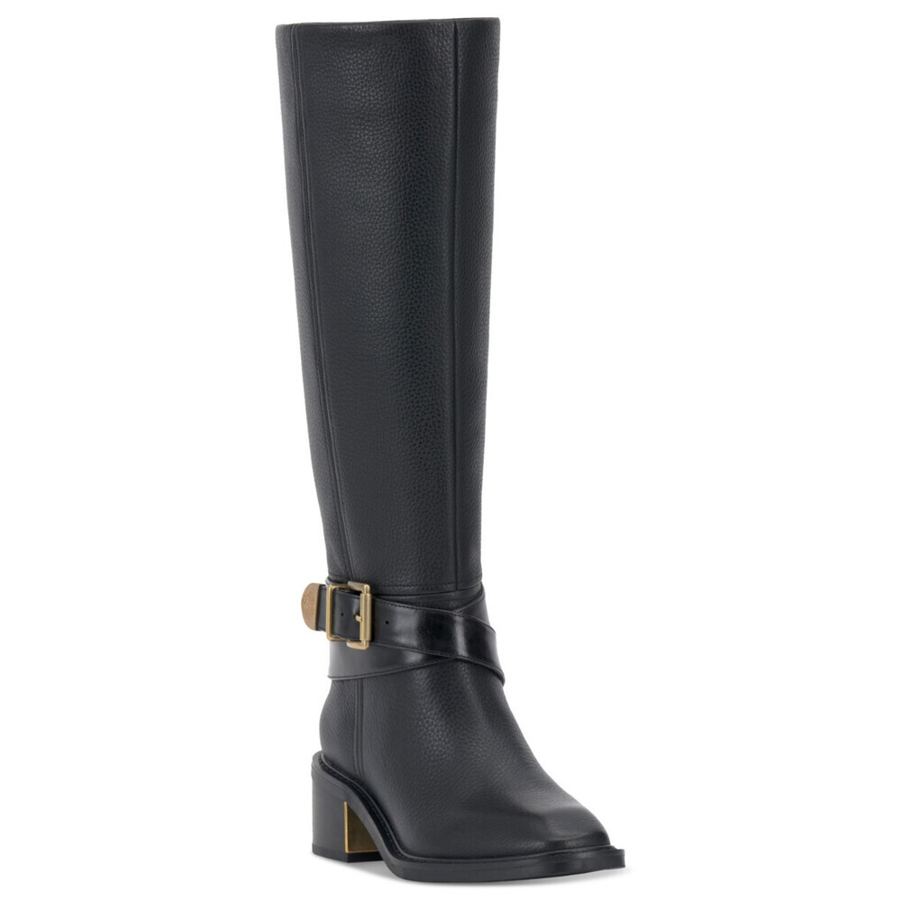 Vince Camuto Boots Women's 7.5W Black Leather Adjustable Strap Knee High ZAP603